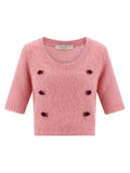 Alessandra Rich Rosa Pullover aus Mohair-Mischung mit kurzen Ärmeln