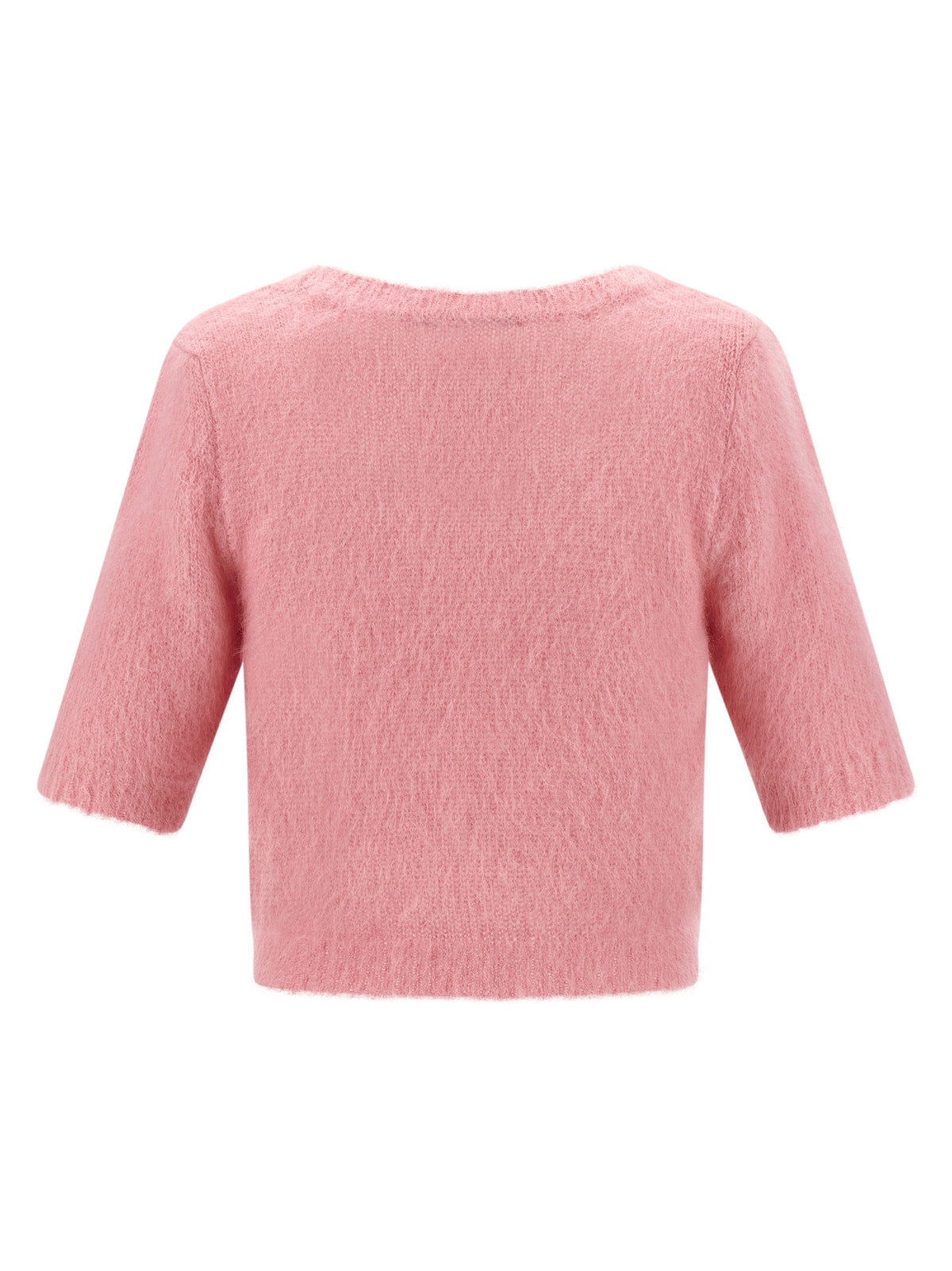 Alessandra Rich Maglia Rosa en Misto Mohair de Manga Corta
