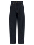 Jeans a vita alta in cotone blu Versace