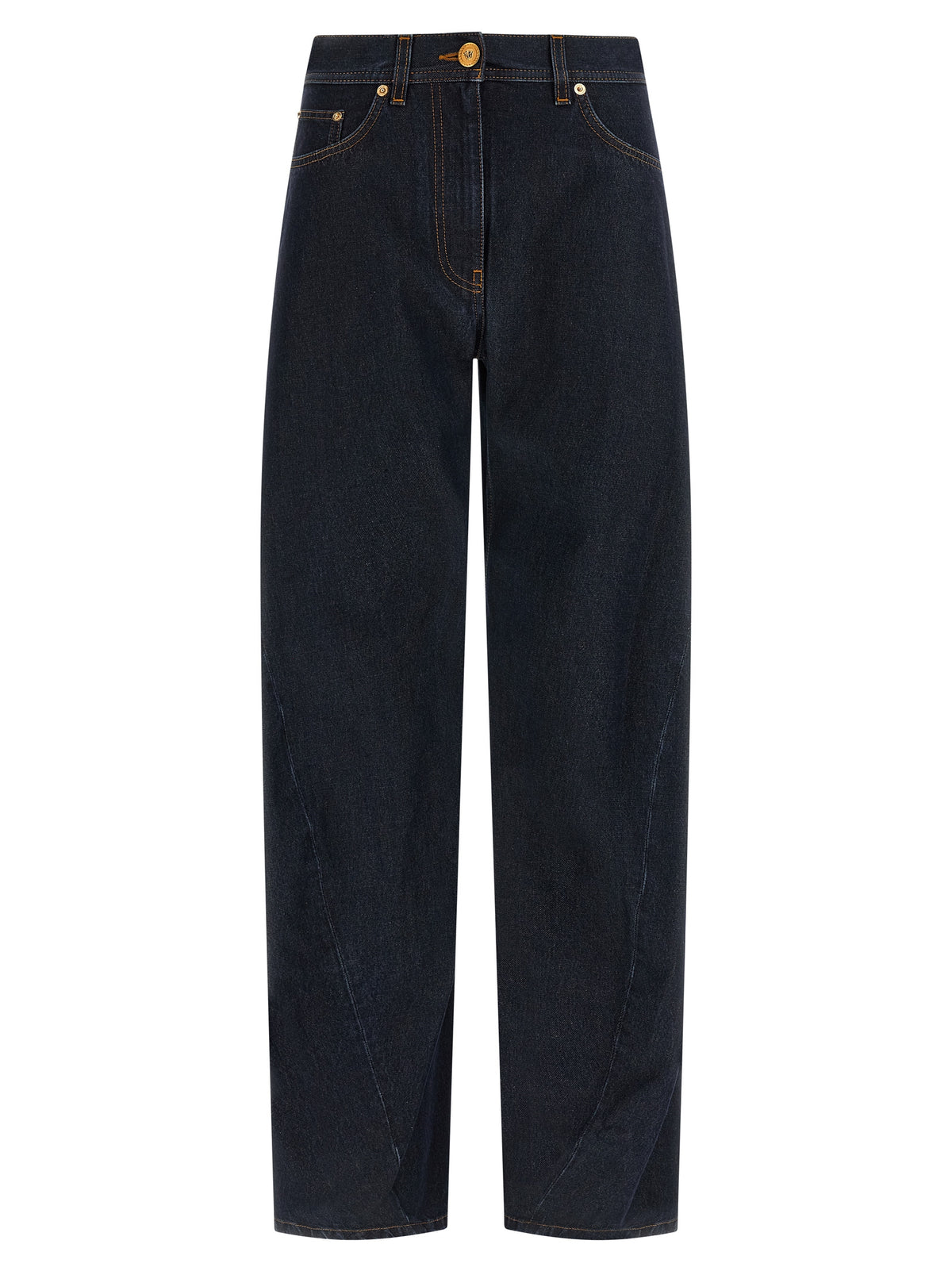 Jeans a vita alta in cotone blu Versace