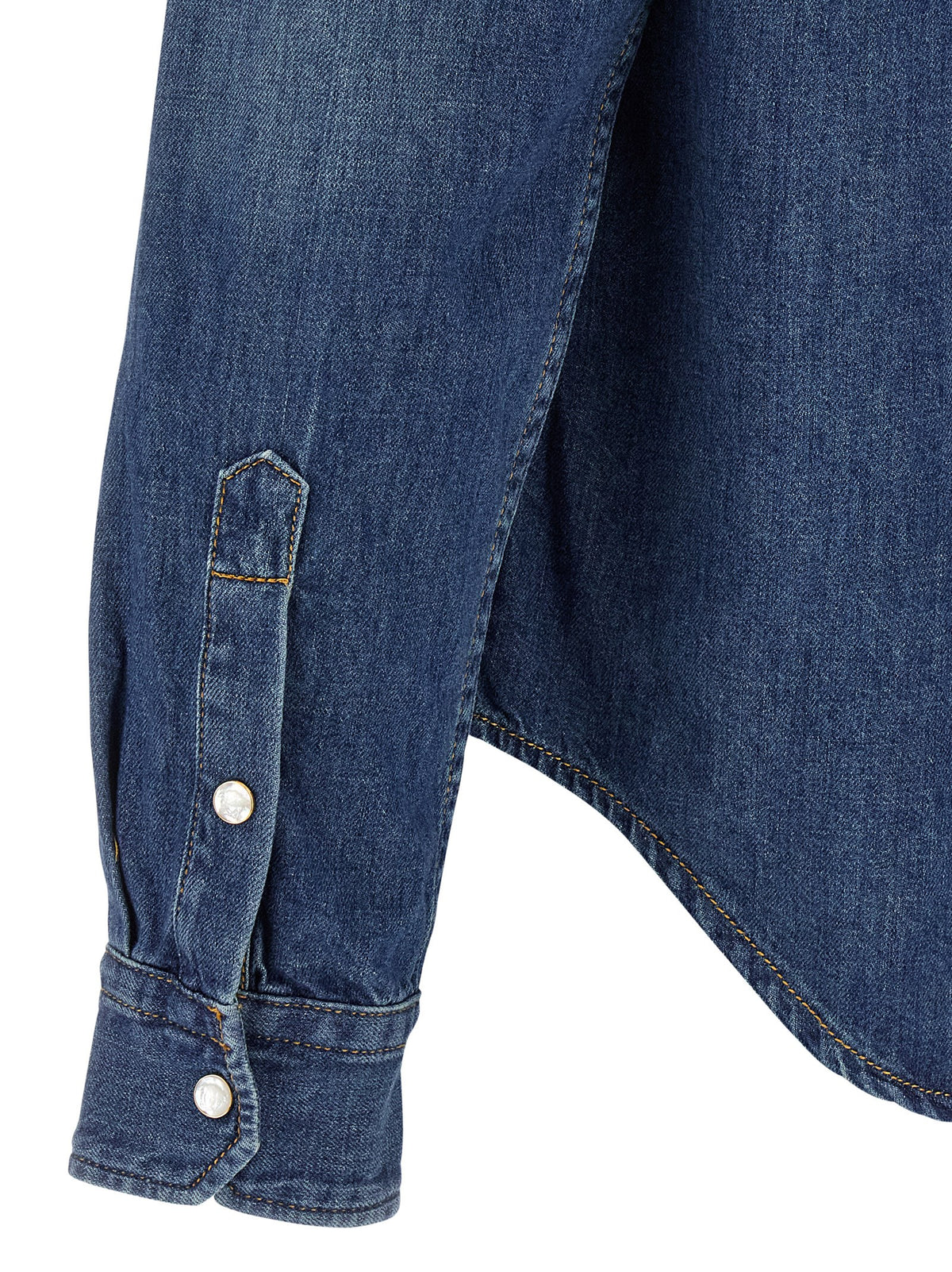Versace Hemd aus blauem Denim mit Medusa-Patch