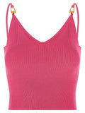 Top corto Versace fucsia con dettagli a spilla da balia