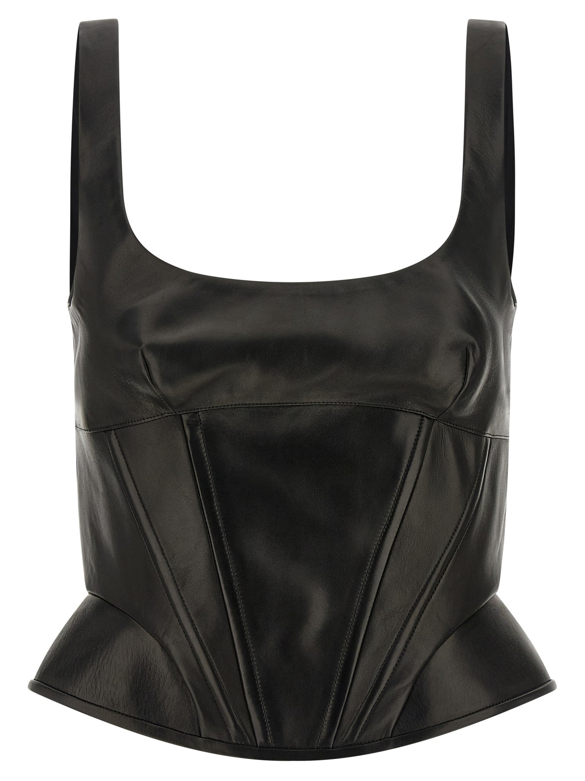 Ermanno Scervino Top Bustier Nero in Leer