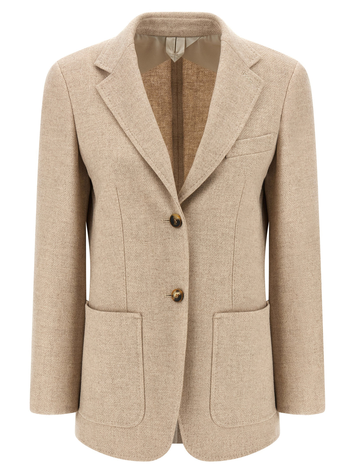 Max Mara Blazer Caraffa Beige van Alpaca, Kasjmier en Kameel