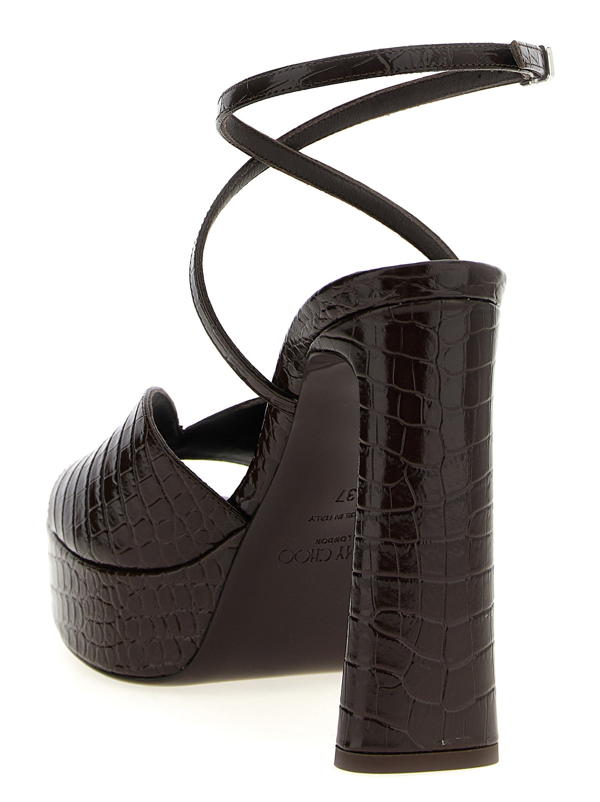 Sandali Jimmy Choo in pelle marrone con tacco a spillo