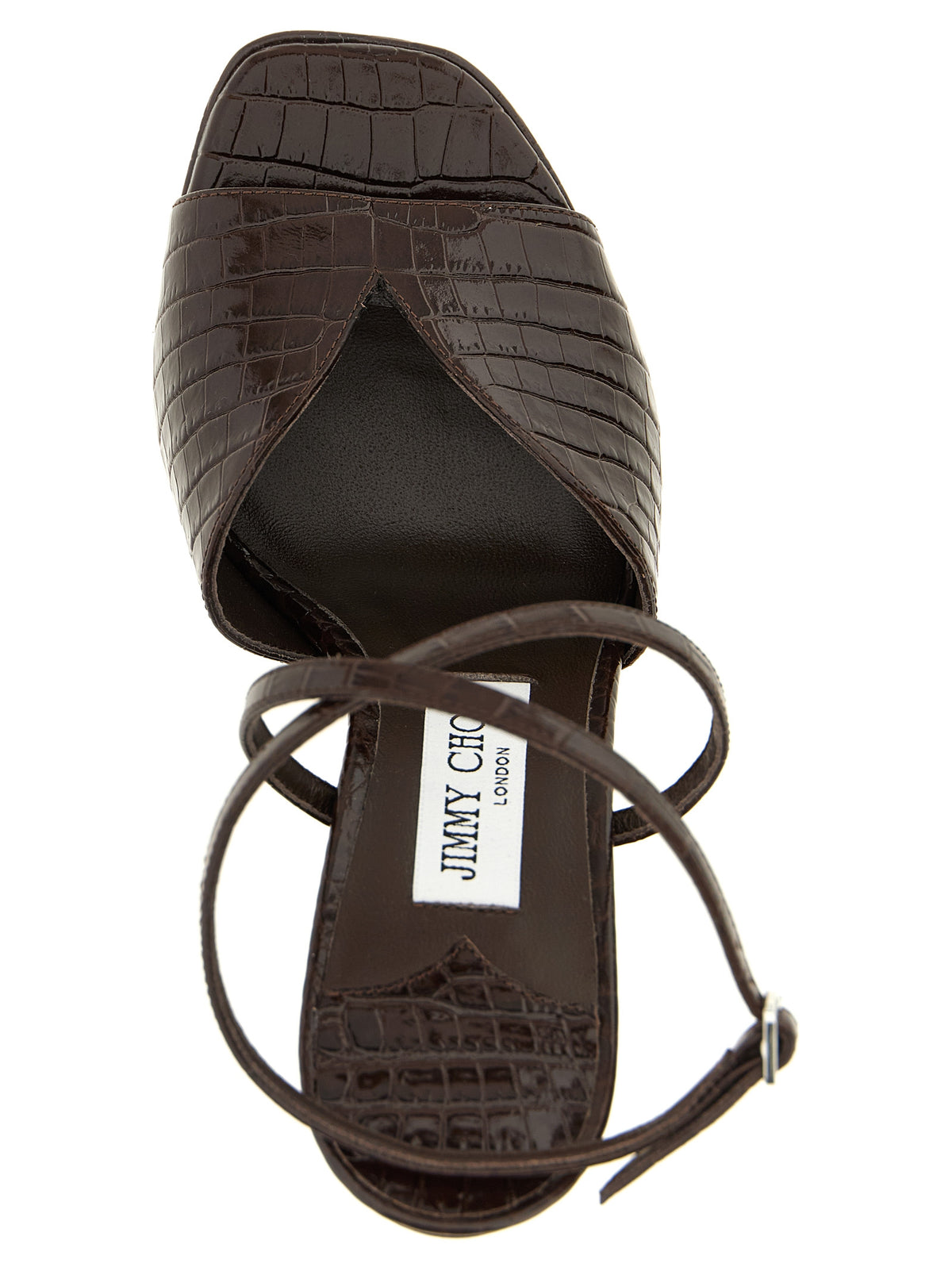 Sandali Jimmy Choo in pelle marrone con tacco a spillo