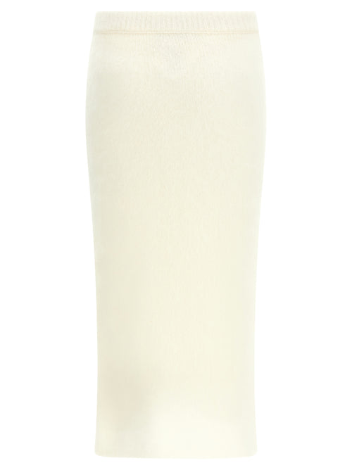 Alessandra Rich Gonna Midi Bianca in Misto Mohair