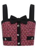 Alessandra Rich Top aus Tweed in Rosa und Schwarz