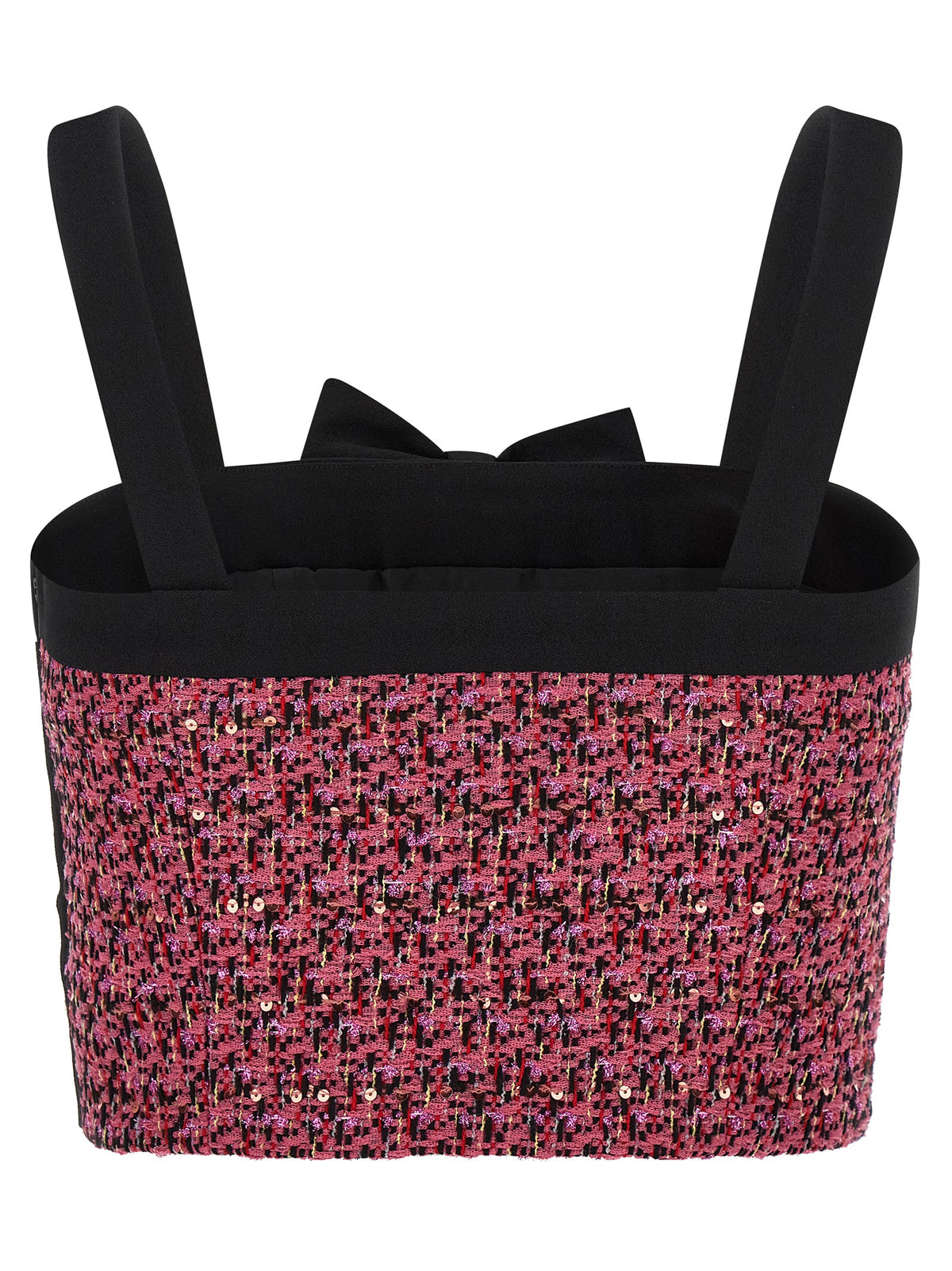 Alessandra Rich Top aus Tweed in Rosa und Schwarz