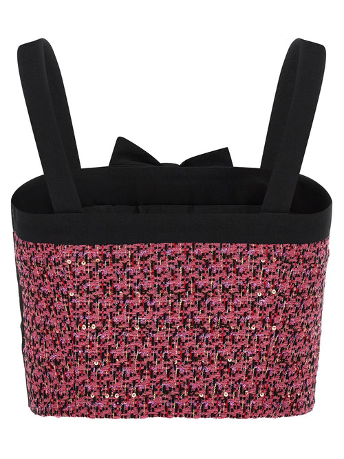 Alessandra Rich Top aus Tweed in Rosa und Schwarz