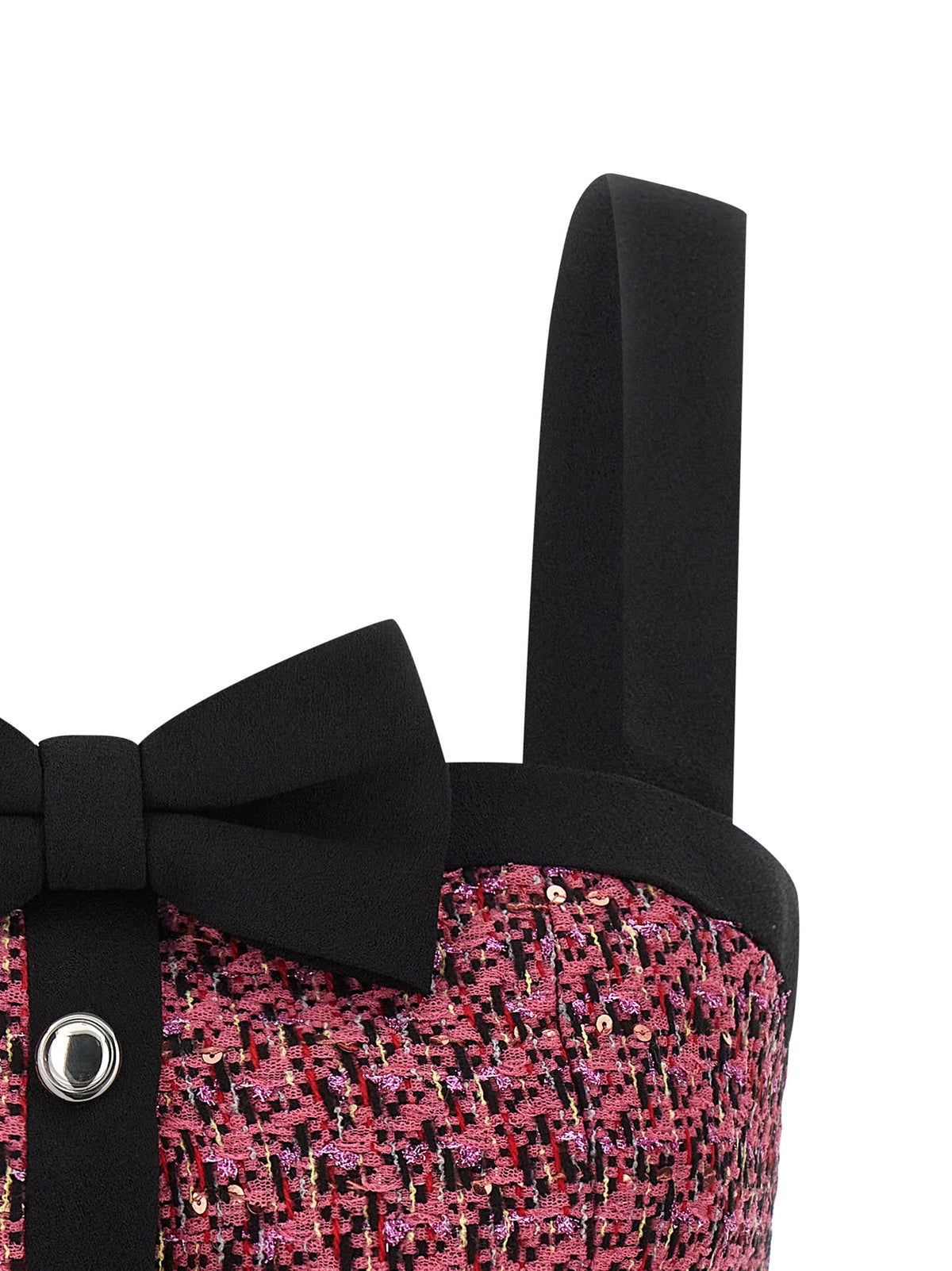 Alessandra Rich Top aus Tweed in Rosa und Schwarz