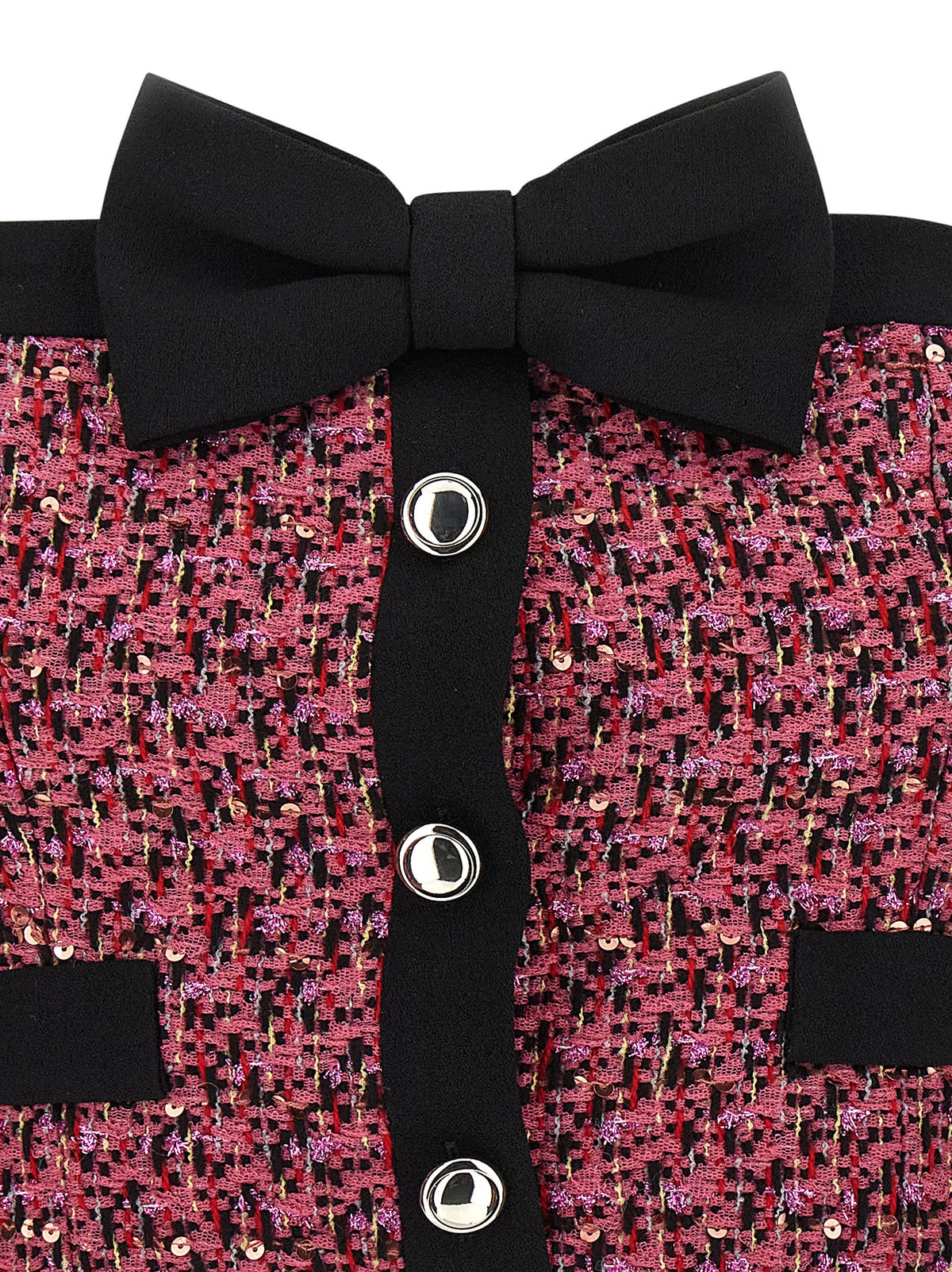 Alessandra Rich Top aus Tweed in Rosa und Schwarz