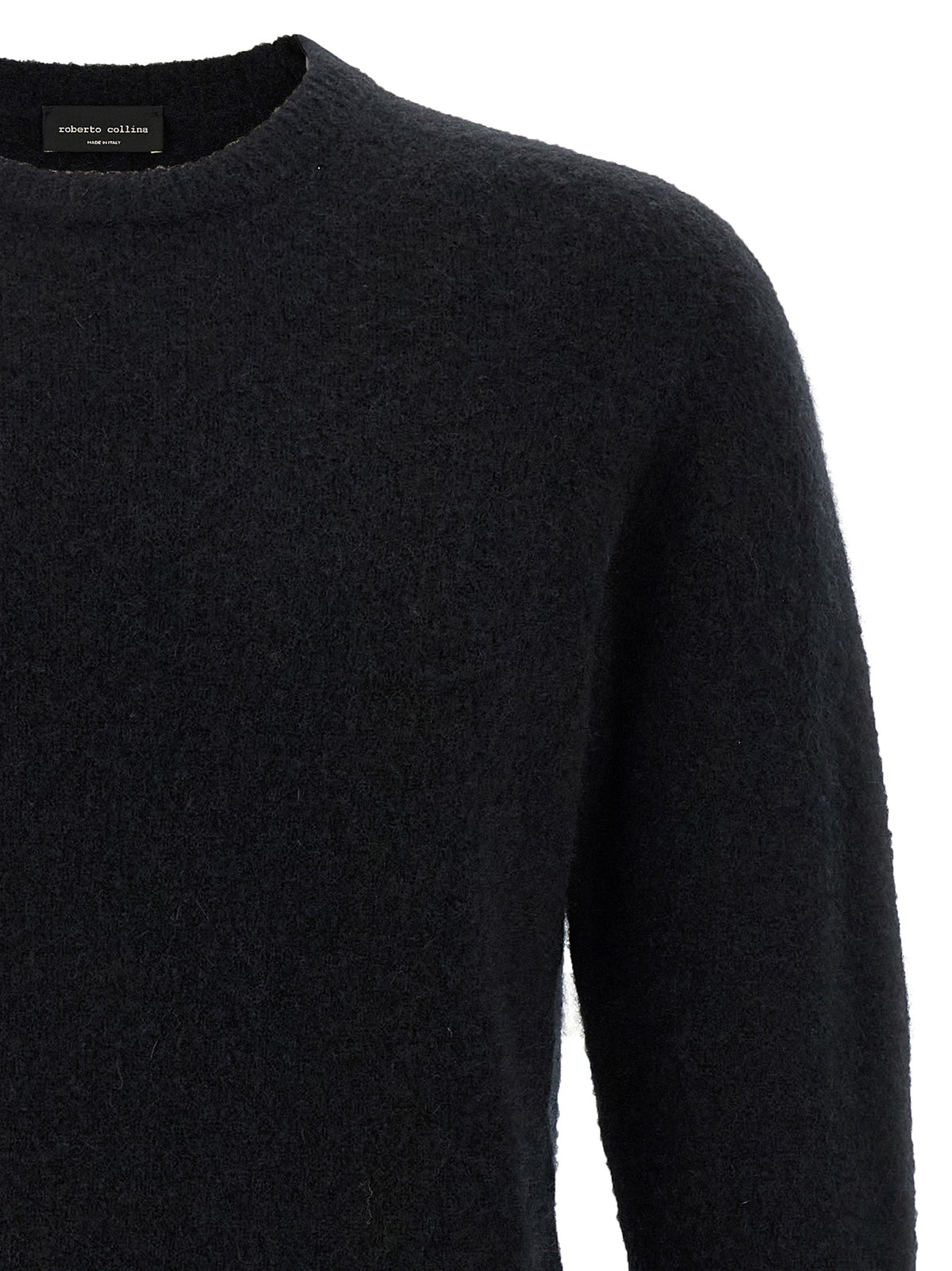 Roberto Collina Maglione Nero in Misto Cashmere e Seta