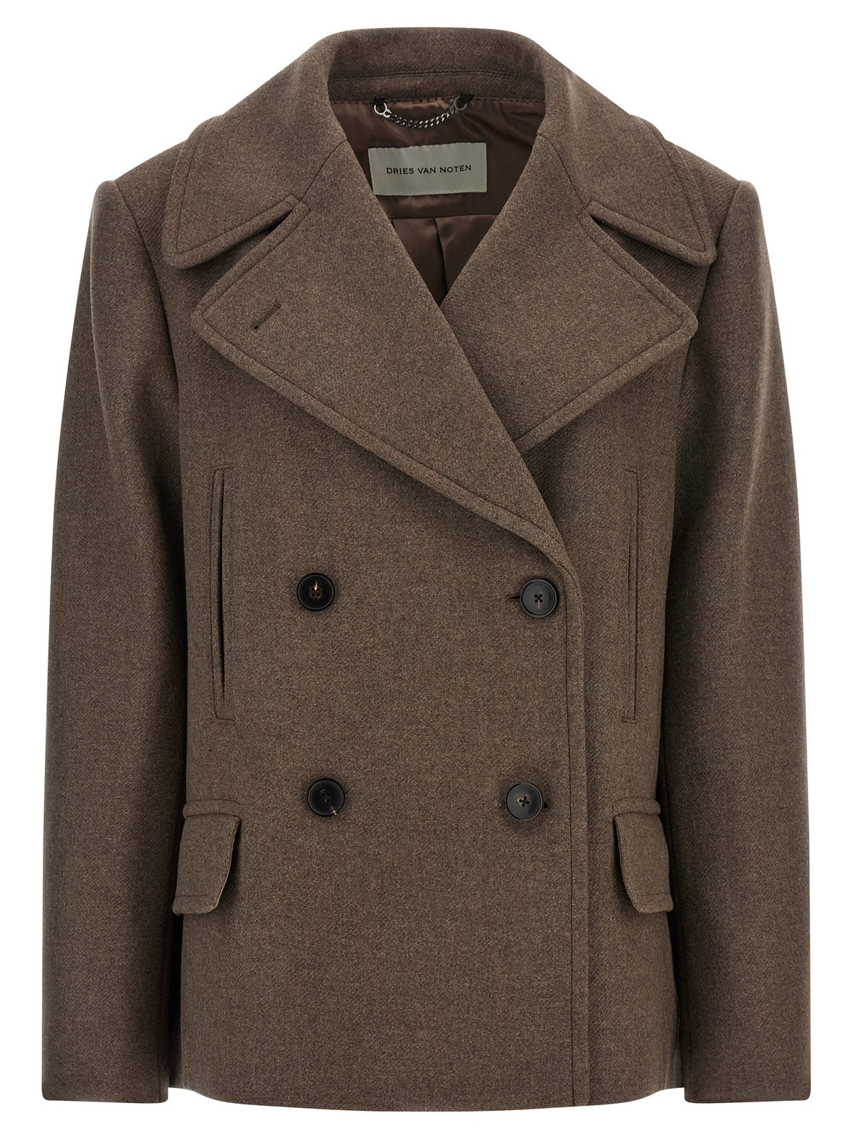 Cappotto marrone in lana Dries Van Noten