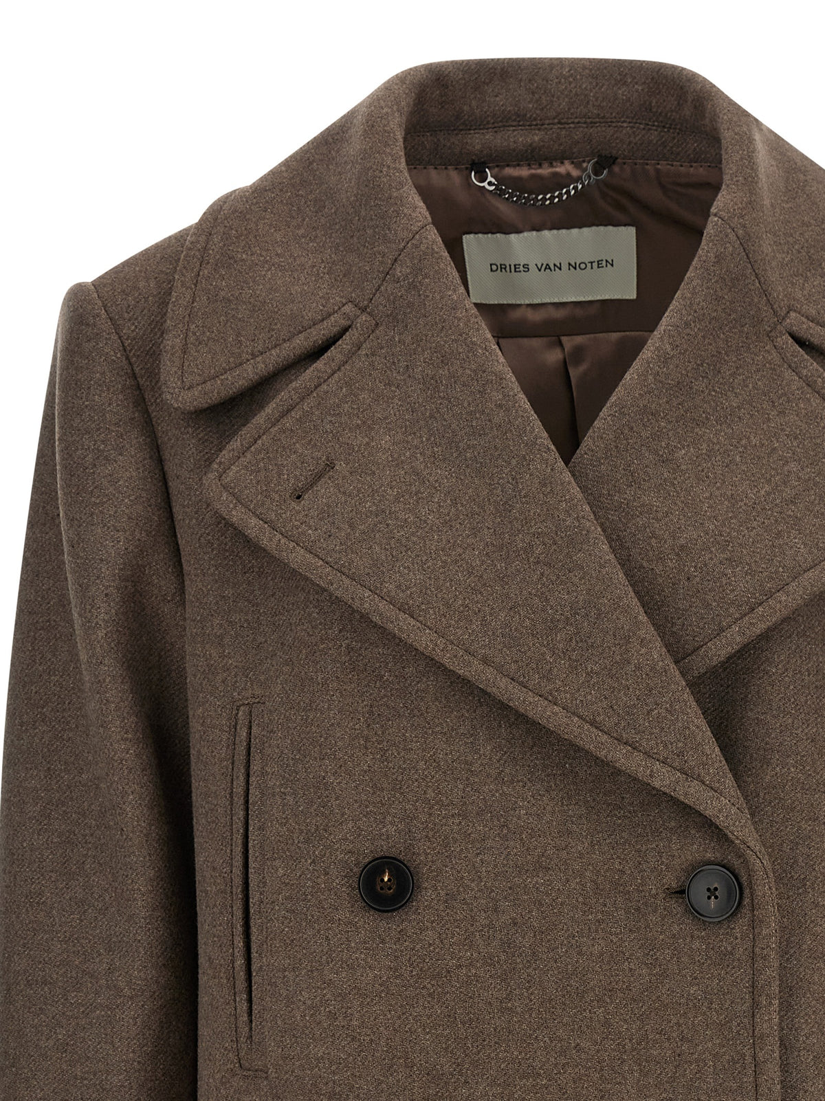 Cappotto marrone in lana Dries Van Noten