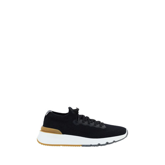 Sneakers atletiche in cotone nero Brunello Cucinelli