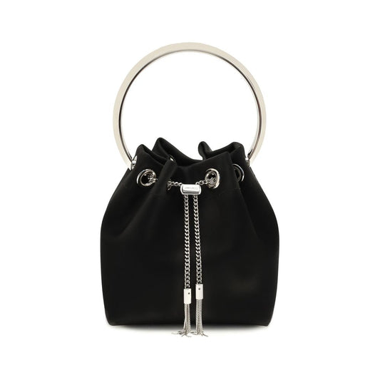 Borsa a spalla Jimmy Choo in cotone nero
