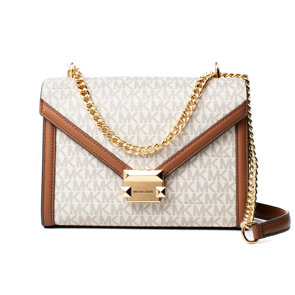 Borsa a tracolla in tela beige Michael Kors