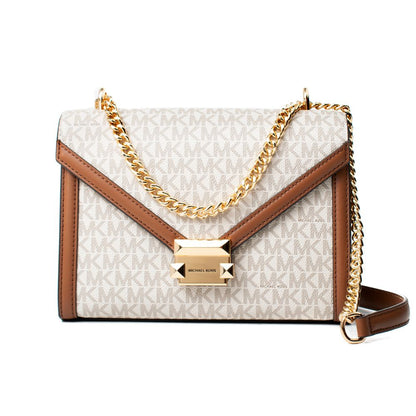 Borsa a tracolla in tela beige Michael Kors