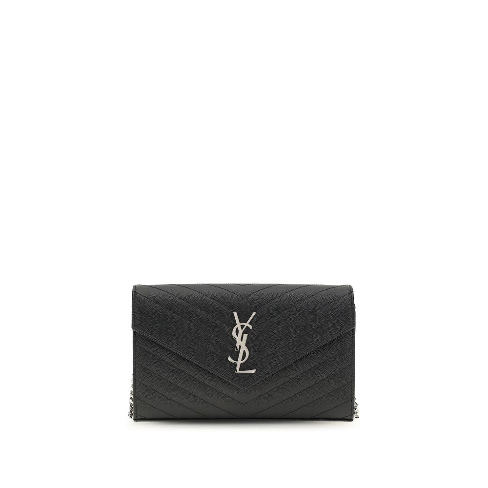 Portefeuille Saint Laurent en Cuir de Veau Noir Bos Taurus