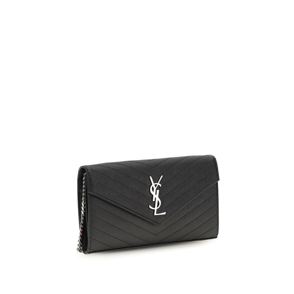 Portefeuille Saint Laurent en Cuir de Veau Noir Bos Taurus