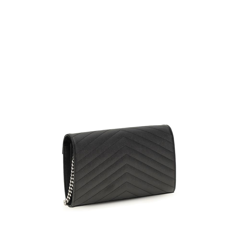 Portefeuille Saint Laurent en Cuir de Veau Noir Bos Taurus