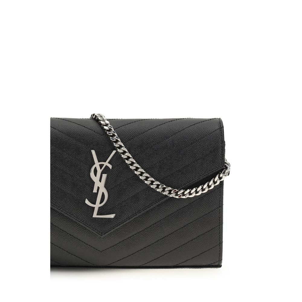 Portefeuille Saint Laurent en Cuir de Veau Noir Bos Taurus