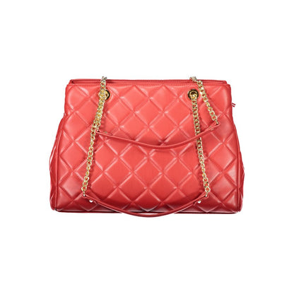 Mario Valentino Rosso Polyurethane Women's Bag with Chain and Zip Closure