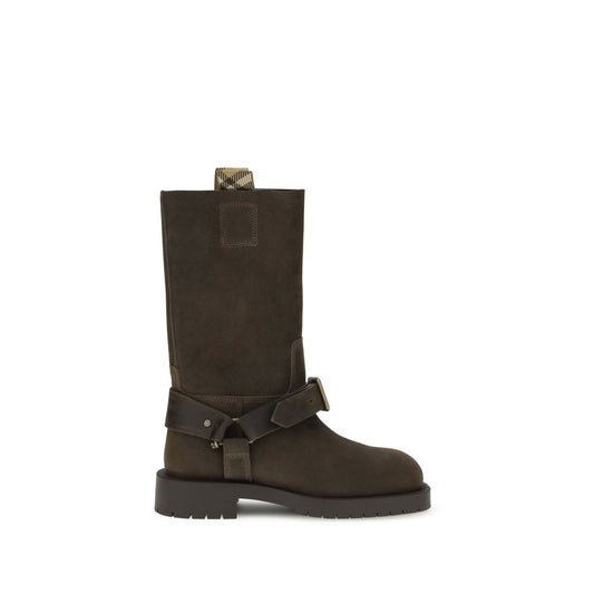 Stivali stringati Burberry in pelle di vitello marrone Bos Taurus