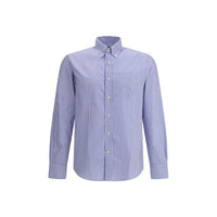 Chemise à motifs en coton bleu Deperlu