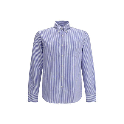 Chemise à motifs en coton bleu Deperlu