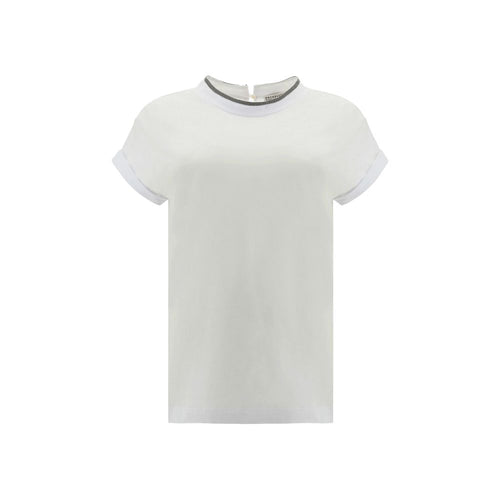 Brunello Cucinelli Weißes Elastan-T-Shirt