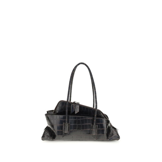 Sac porté épaule The Attico en cuir de veau noir Bos Taurus