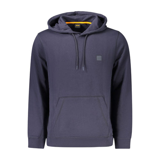 Felpa con cappuccio da uomo in cotone blu Hugo Boss