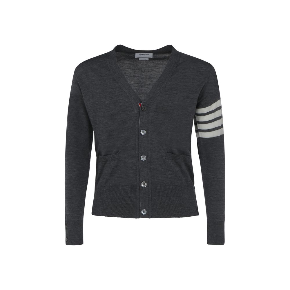 Cardigan Oves Aries in lana grigia Thom Browne