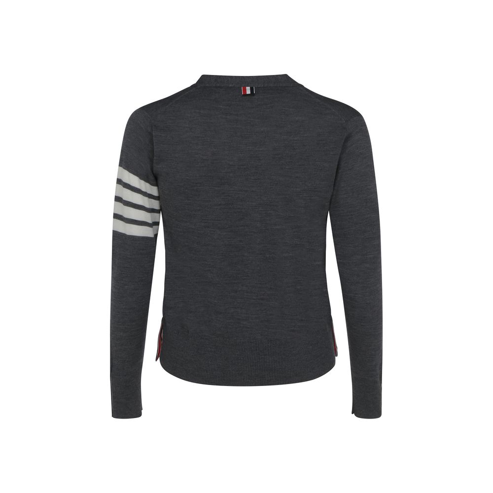 Cardigan Oves Aries in lana grigia Thom Browne