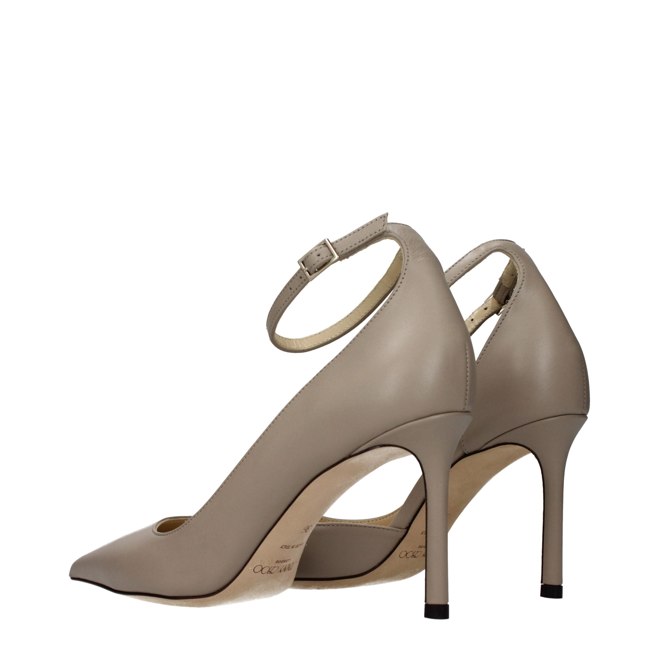 Décolleté Jimmy Choo in pelle grigia con tacco alto