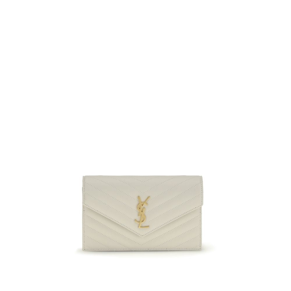 Portefeuille Saint Laurent en Cuir de Veau Beige Bos Taurus