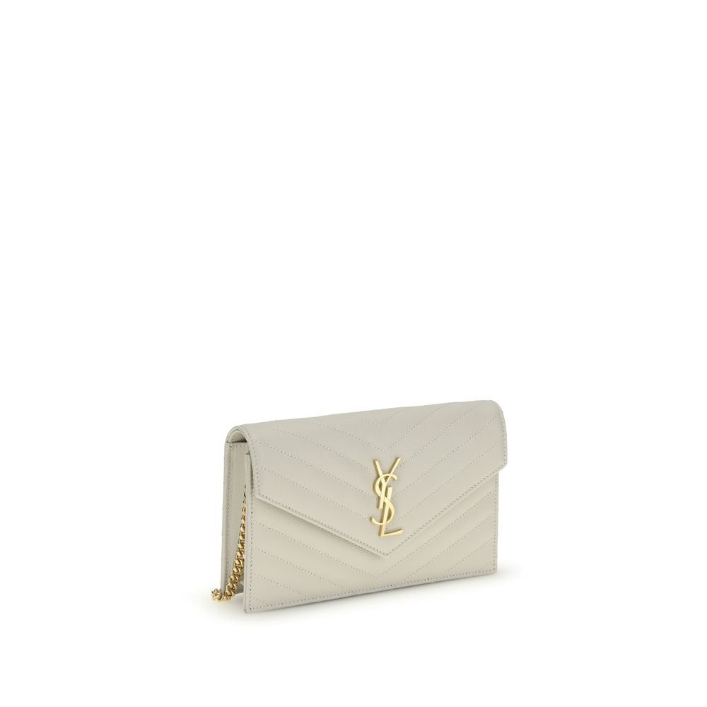 Portefeuille Saint Laurent en Cuir de Veau Beige Bos Taurus