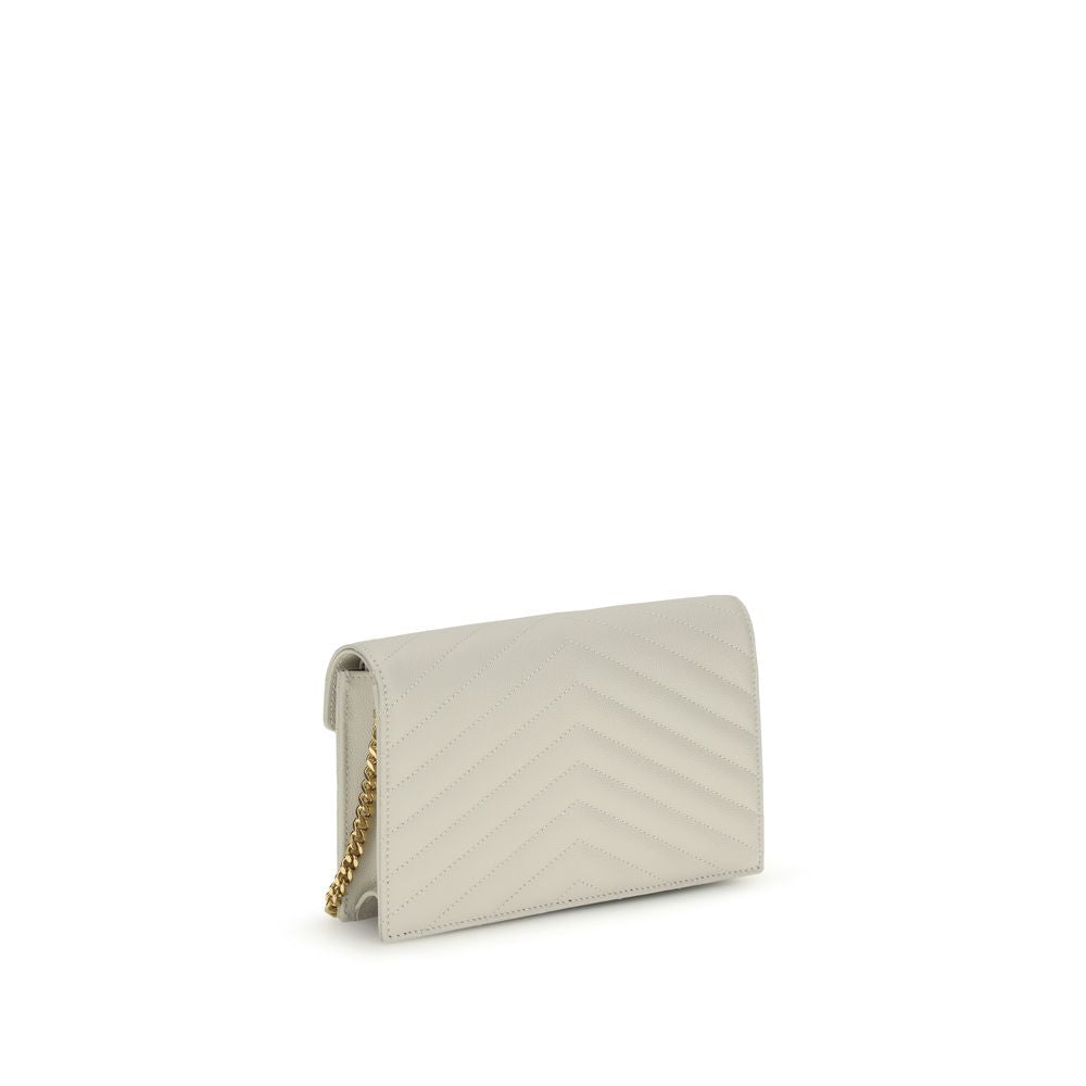 Portefeuille Saint Laurent en Cuir de Veau Beige Bos Taurus