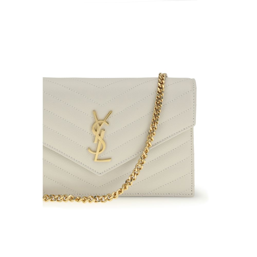 Portefeuille Saint Laurent en Cuir de Veau Beige Bos Taurus
