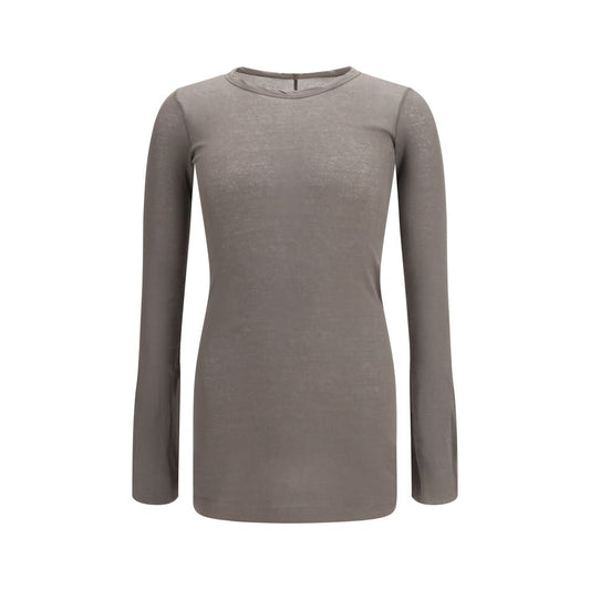 T-shirt a maniche lunghe in cotone marrone Rick Owens