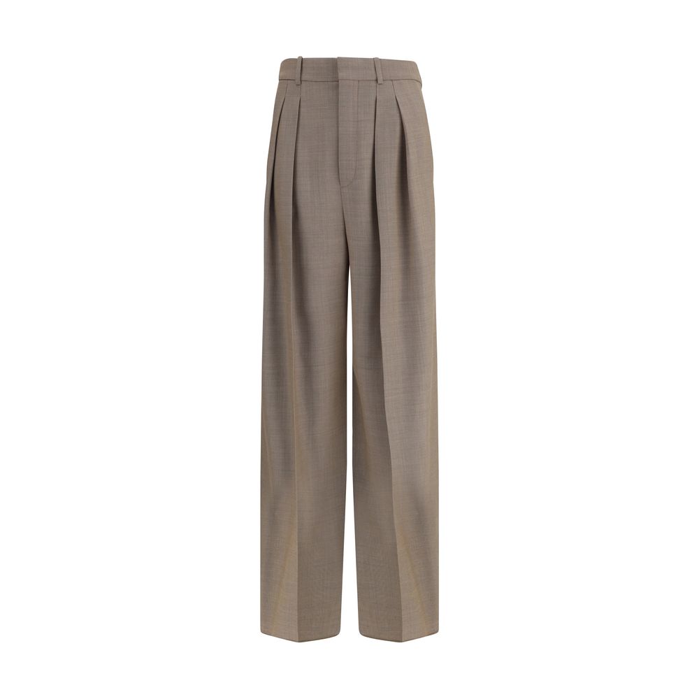 Pantaloni casual in lana beige Saint Laurent