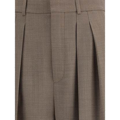 Pantaloni casual in lana beige Saint Laurent