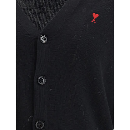Cardigan Ami Paris Oves Aries in lana nero