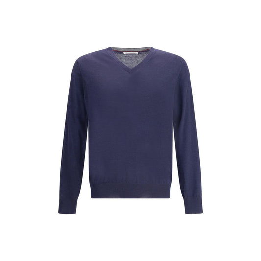 Maglione in cashmere blu Brunello Cucinelli
