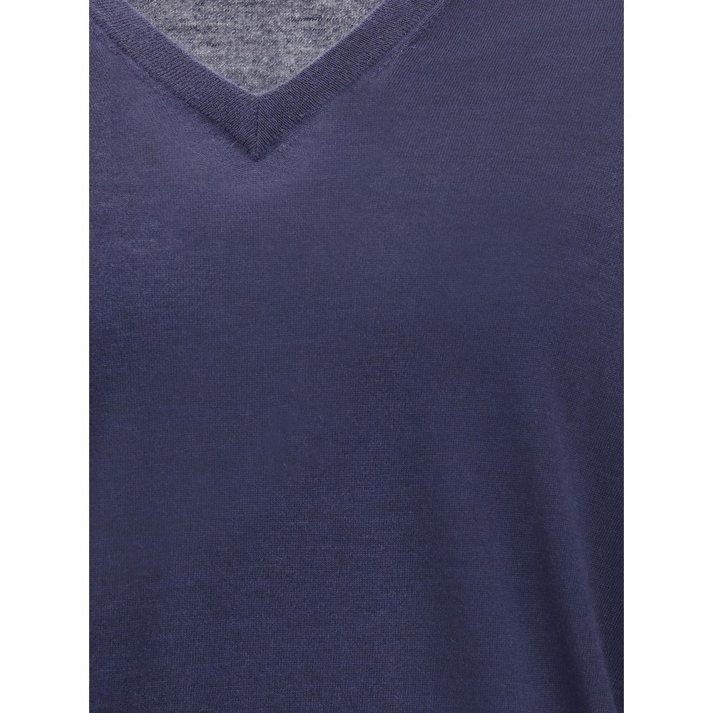 Maglione in cashmere blu Brunello Cucinelli
