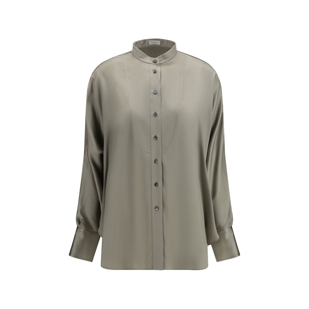Camicia in seta bicolore Brunello Cucinelli