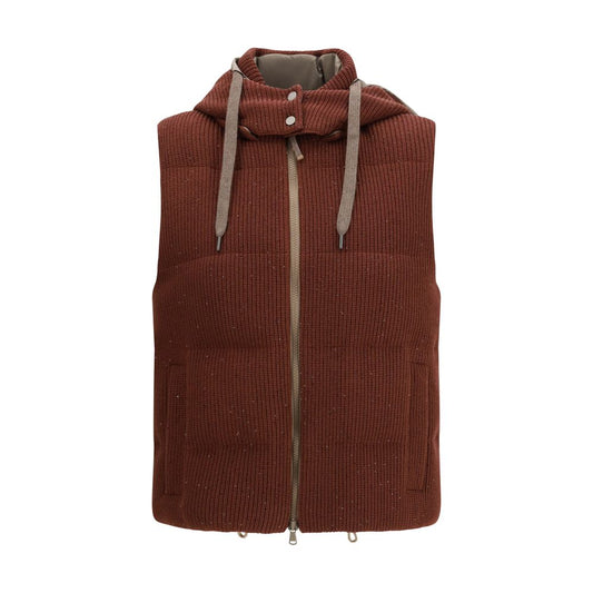 Brunello Cucinelli Giacca Smamanicata in Cotone Marrone