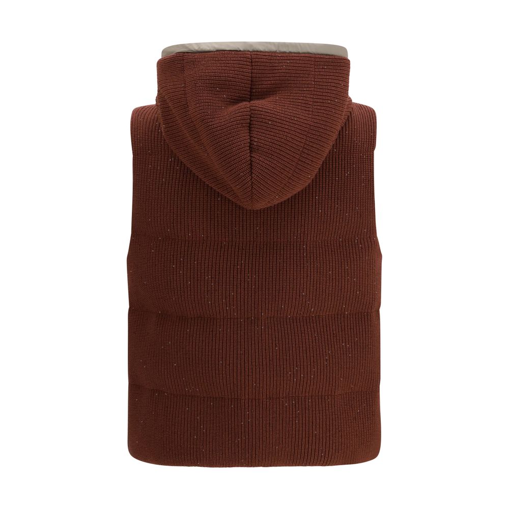Brunello Cucinelli Giacca Smamanicata in Cotone Marrone
